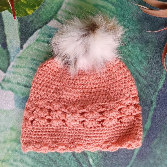 REAL BOBCAT FUR Puff Beanie for Infants (Dark Bubblegum Pink) - Picture 1 of 7